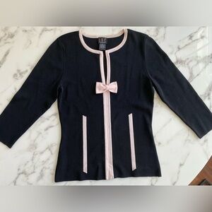 INC black sweater with pick trim and bow size medium
